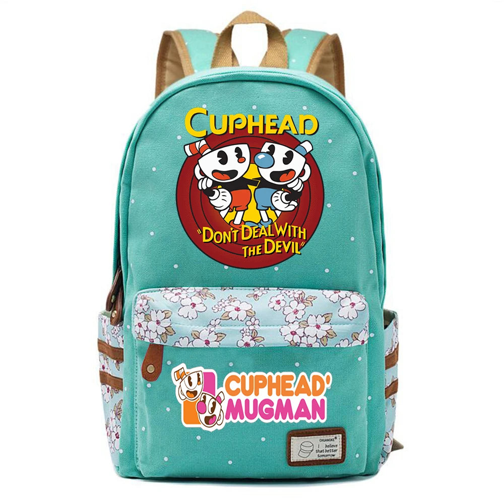 Anime Cuphead Teenger Zipper Packsack Casual Backpack Unisex Student