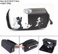 Danganronpa Monokuma Zipper Pencil Case Canvas Penbag Women Student Makeupbag