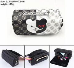 Danganronpa Monokuma Zipper Pencil Case Canvas Penbag Women Student Makeupbag