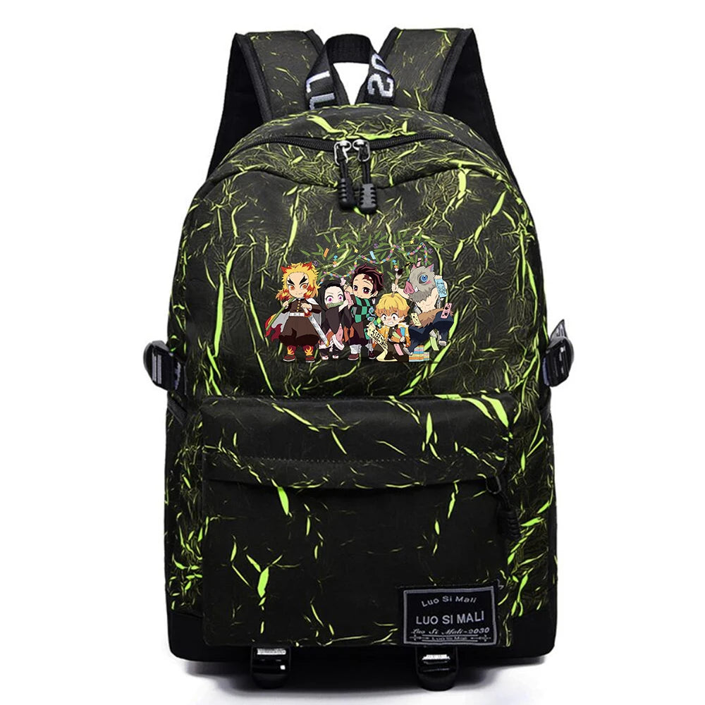 Anime Demon Slayer Backpack Unisex High School Fabric Packsack