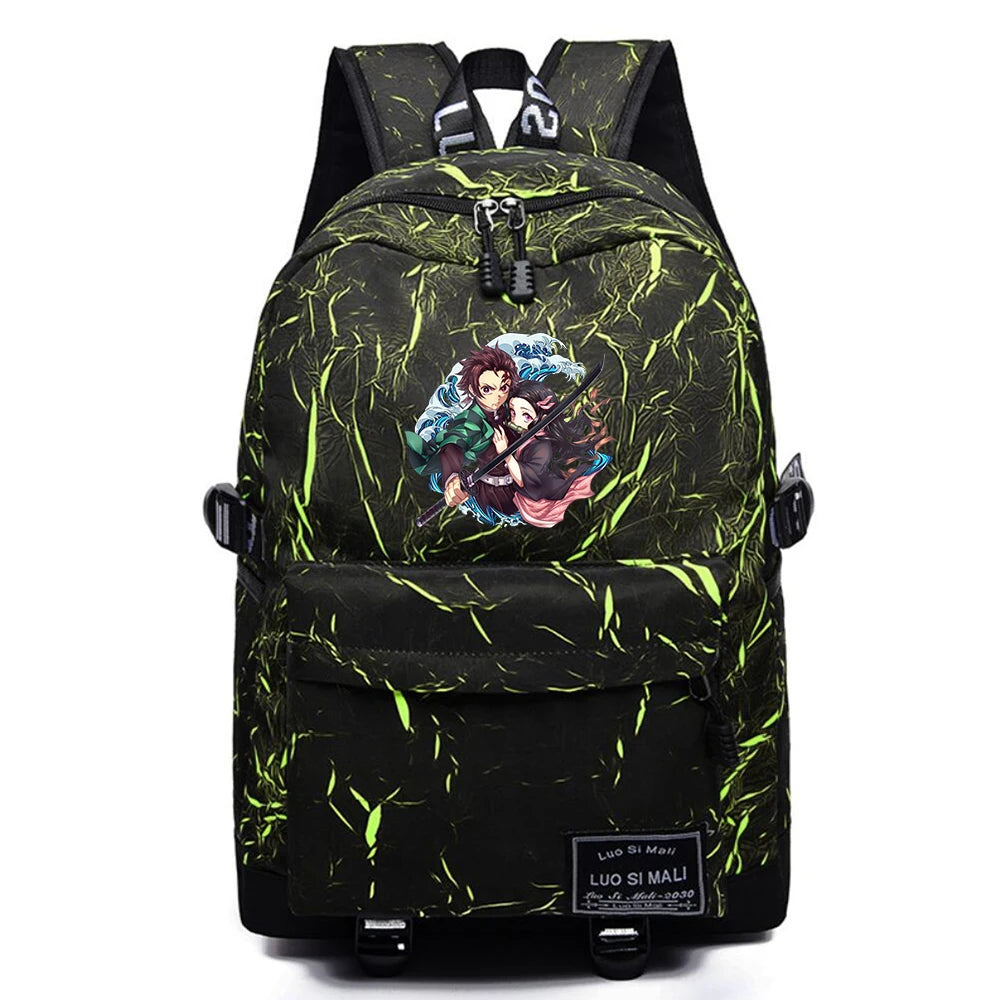 Anime Demon Slayer Backpack Unisex High School Fabric Packsack