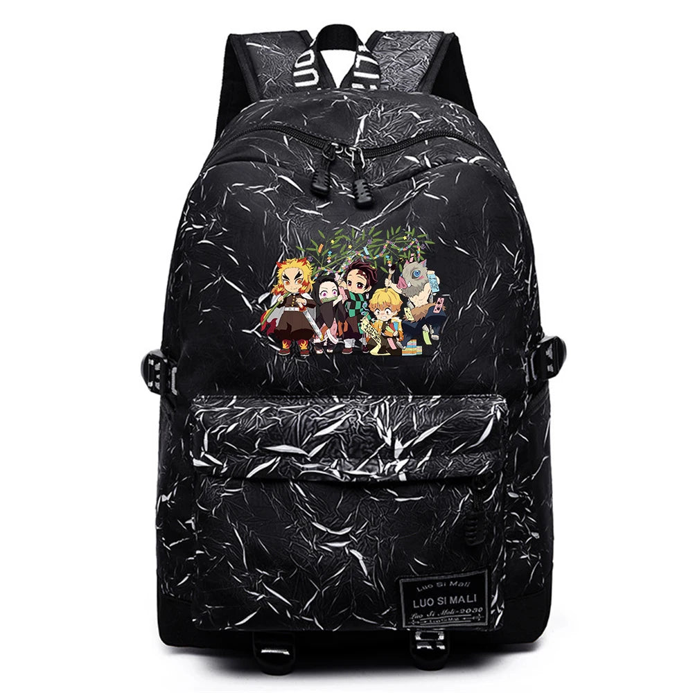 Anime Demon Slayer Backpack Unisex High School Fabric Packsack