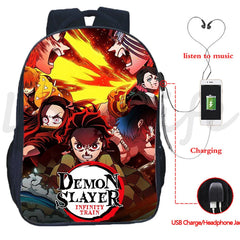 Demon Slayer USB Charging Backpack Kamado Tanjirou Nezuko School Bag