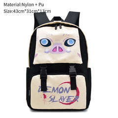 Demon Slayer Canvas School Bag Teen Backpack Zipper Rucksack Unisex Travel