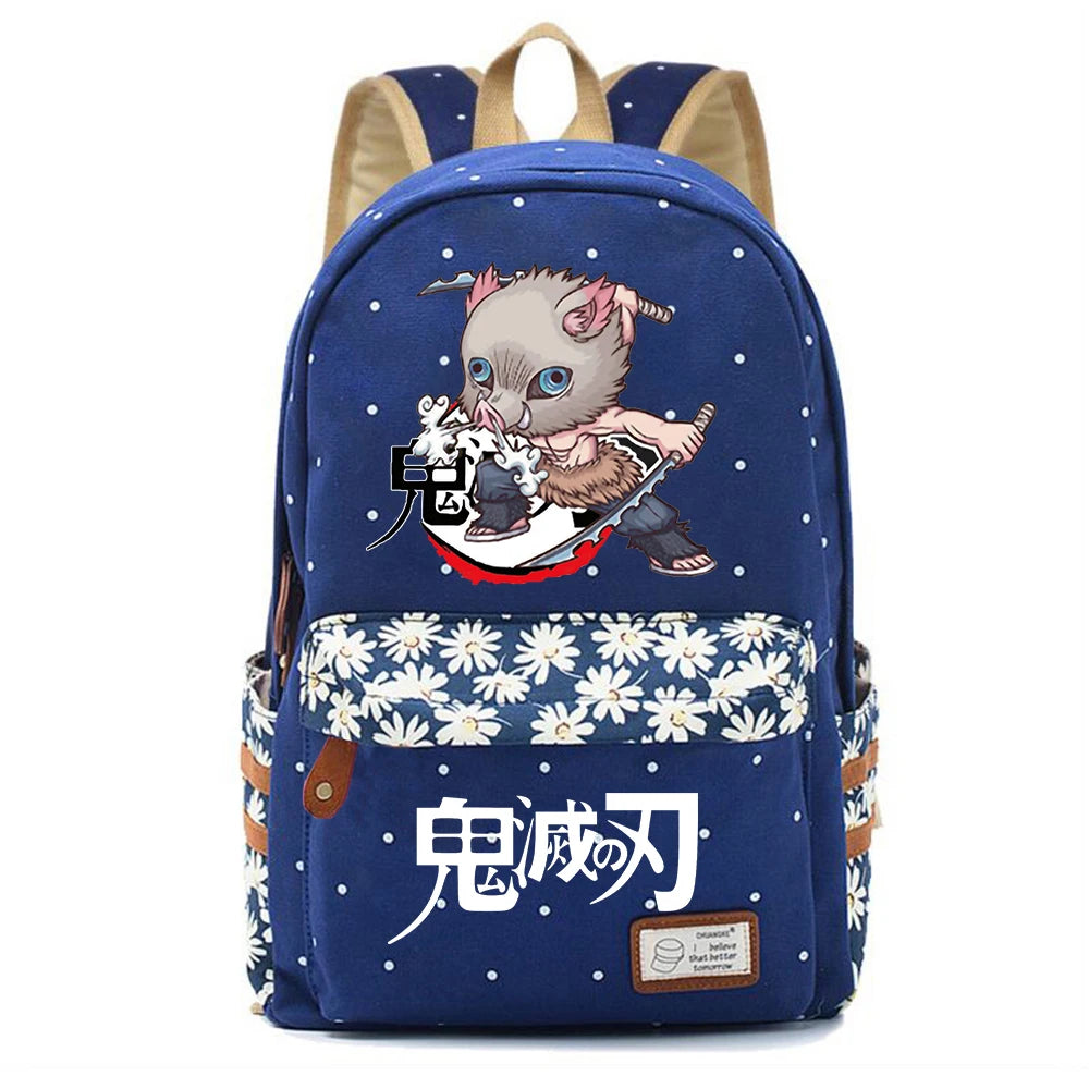 Anime Demon Slayer Zip Backpack Student Schoolbag Teenger High Packsack