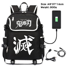 Demon Slayer Kimetsu no Yaiba Canvas Backpack with USB Charging