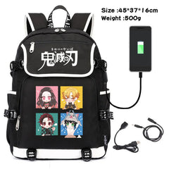 Demon Slayer Kimetsu no Yaiba Canvas Backpack with USB Charging