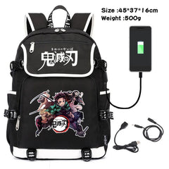 Demon Slayer Kimetsu no Yaiba Canvas Backpack with USB Charging