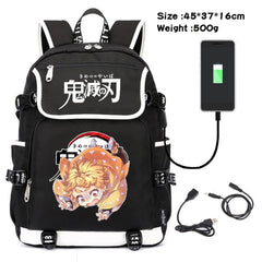 Demon Slayer Kimetsu no Yaiba Canvas Backpack with USB Charging