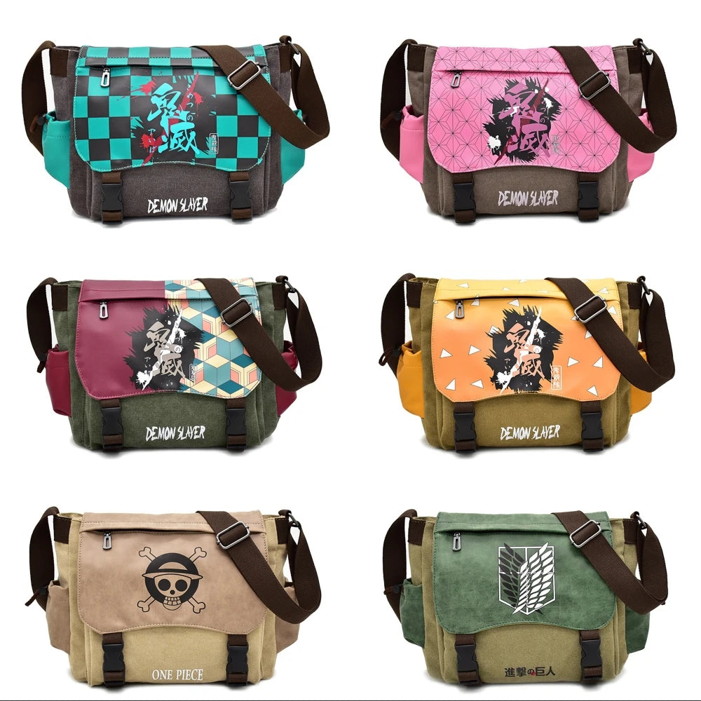 Demon Slayer One Piece Shoulder Bag Zip Crossbody Handbag