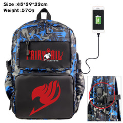 Fairy Tail Nylon Backpack USB Schoolbag Travel Laptop Bag