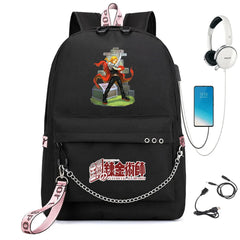 Anime FMA Backpack USB Headphone Teen Student School Bag Travel Laptop Rucksack