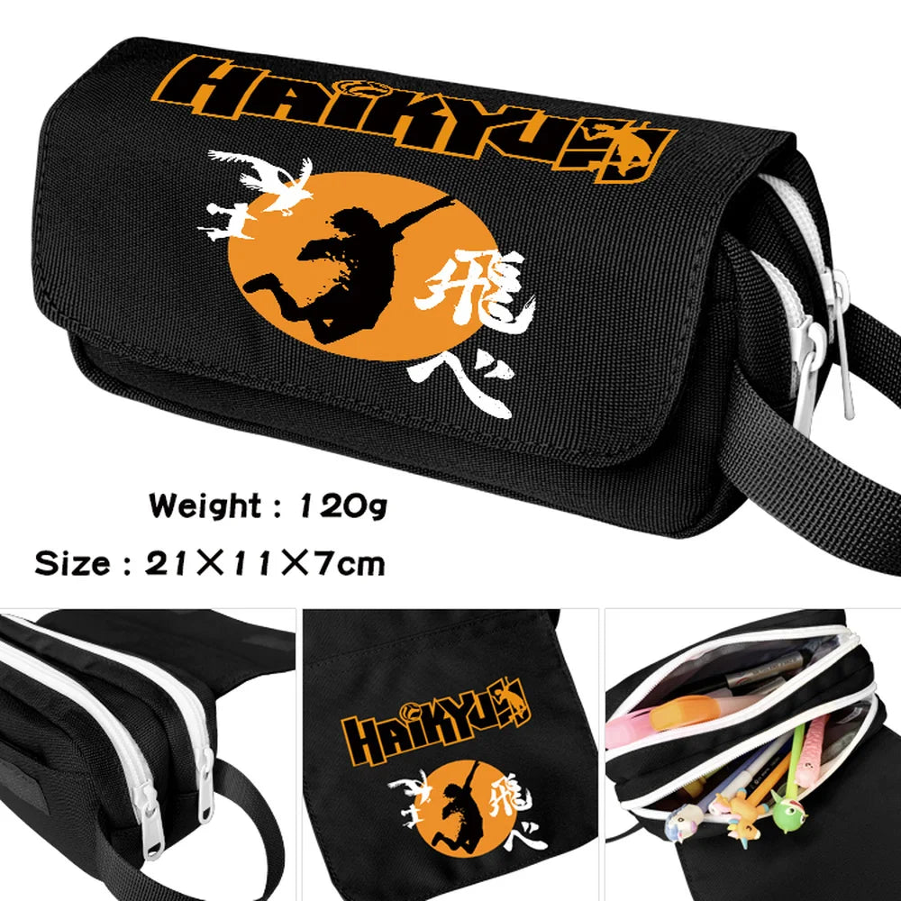 Haikyuu Cartoon Pencil Case Waterproof Student Make Up Bag Zip Boys Girls