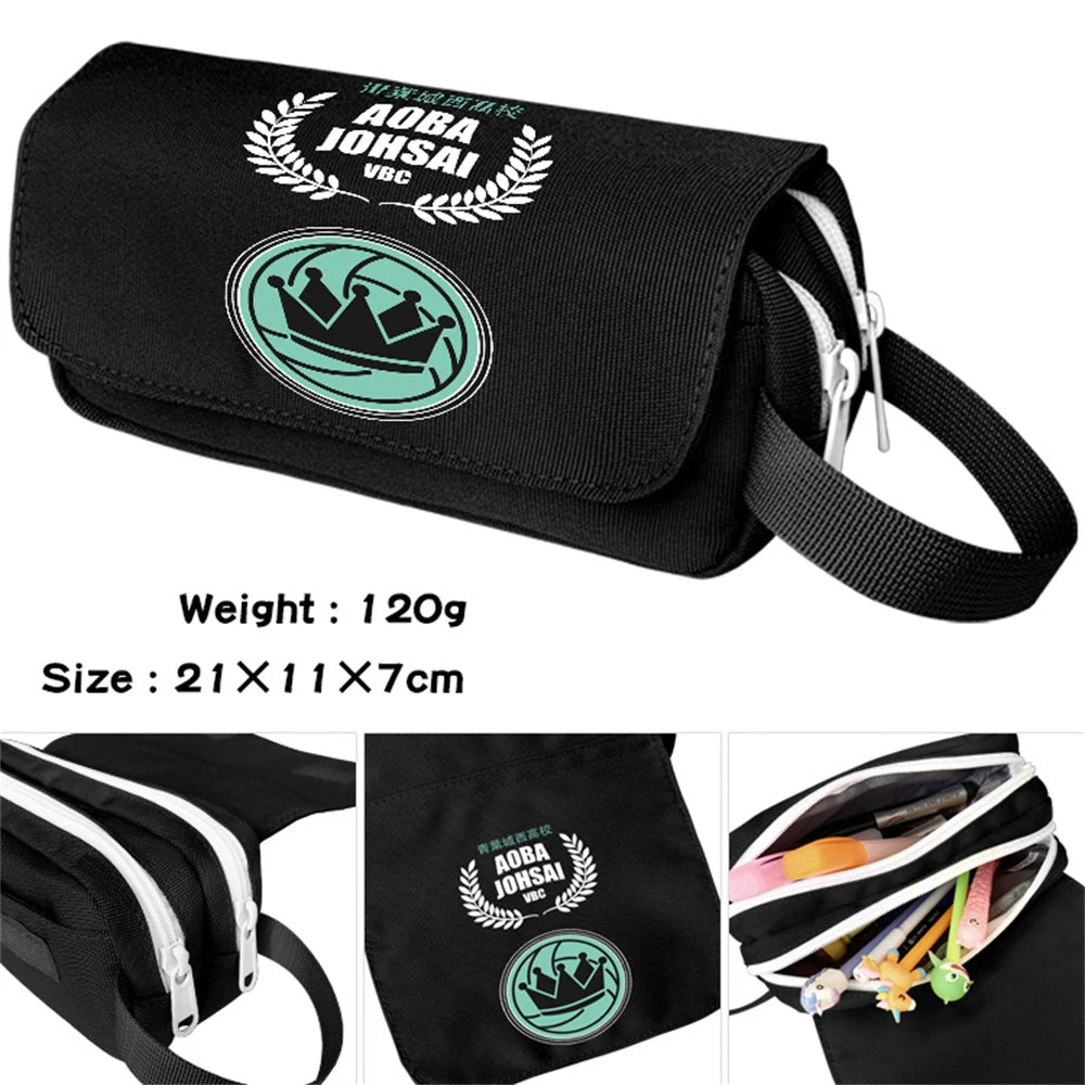 Haikyuu Cartoon Pencil Case Waterproof Student Make Up Bag Zip Boys Girls