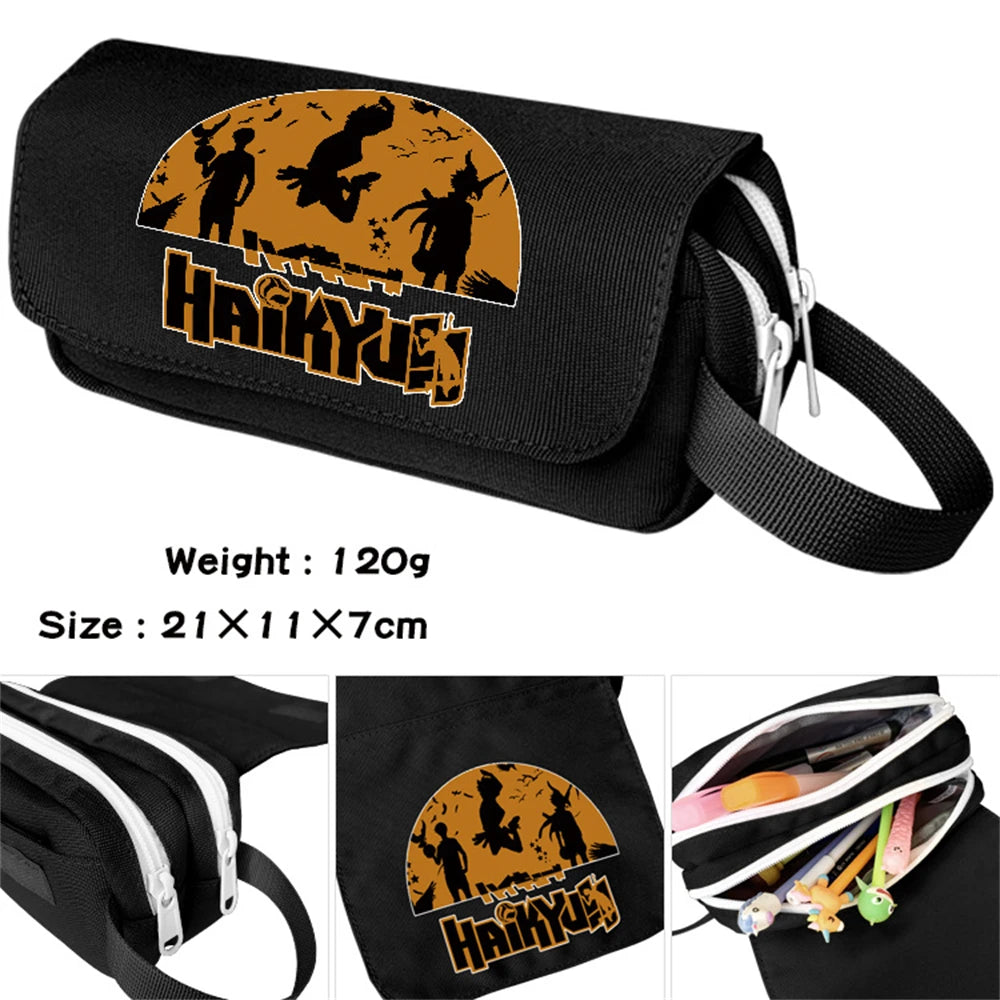Haikyuu Cartoon Pencil Case Waterproof Student Make Up Bag Zip Boys Girls