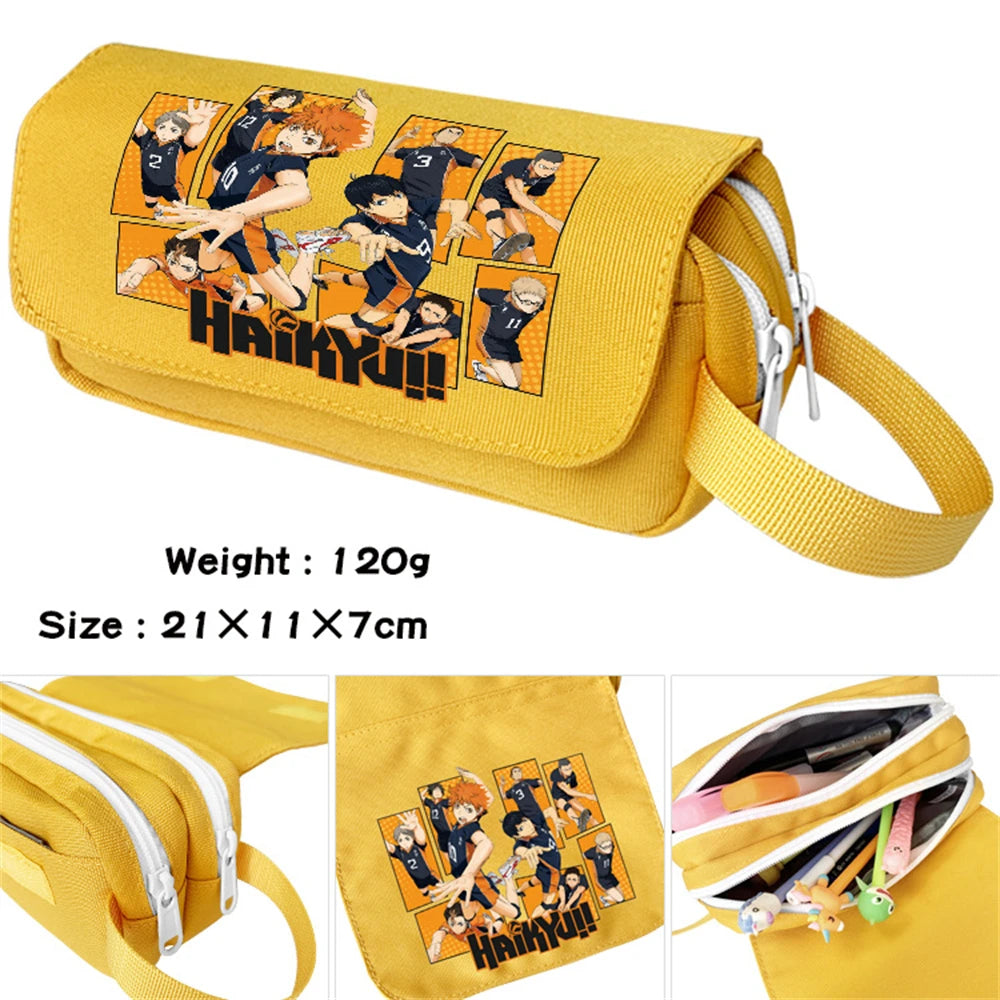 Haikyuu Cartoon Pencil Case Waterproof Student Make Up Bag Zip Boys Girls