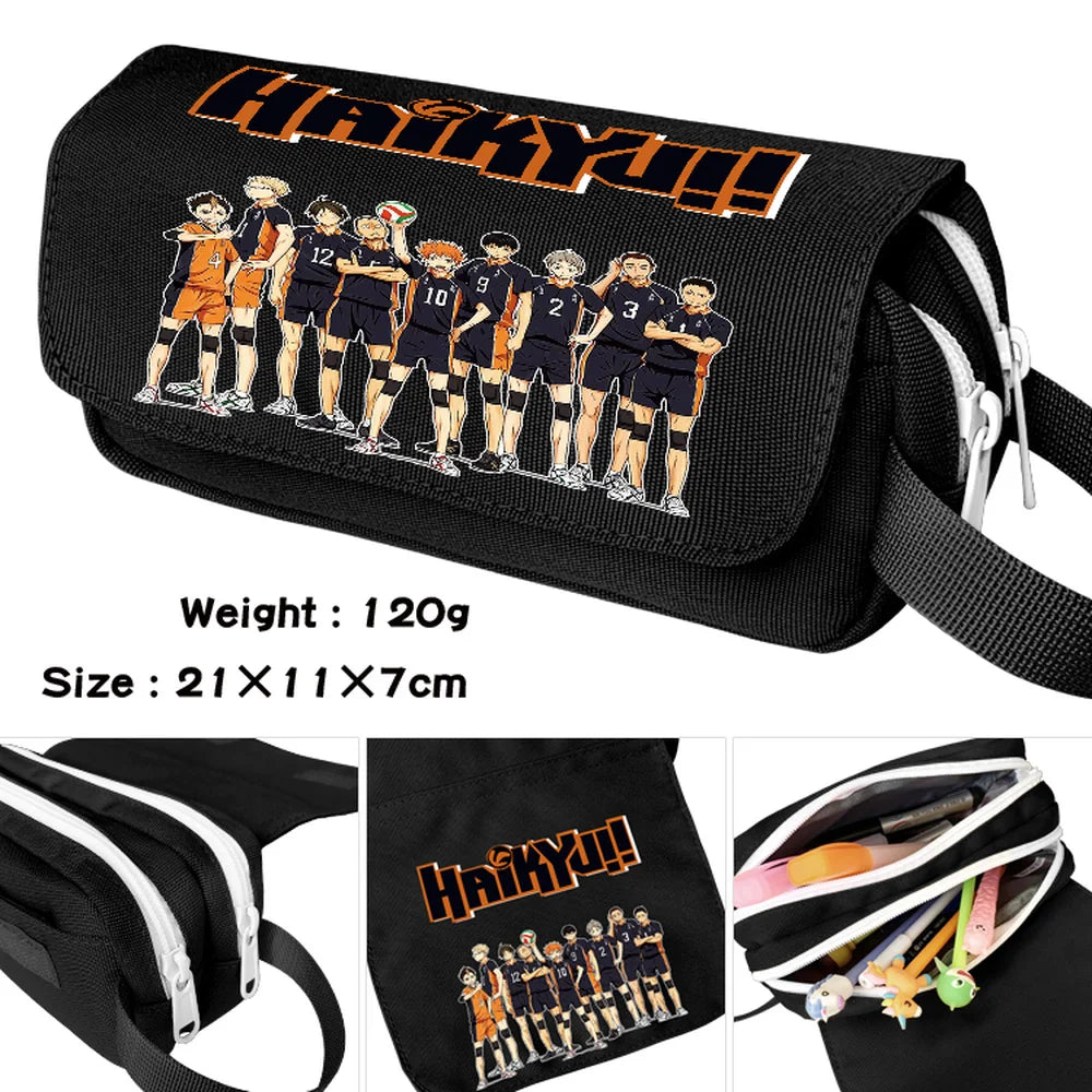Anime Haikyuu Cartoon Pencil Case Zipper Pen Cosmetic Stationery Bag