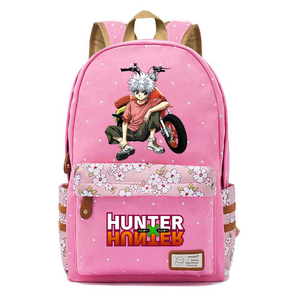 Anime Hunter Hunter Canvas Backpack Casual Pink Schoolbag Travel Laptopbag