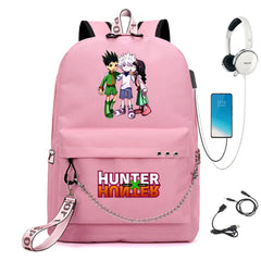 Anime Hunter Hunter Nylon Backpack Casual USB Charge Schoolbag Packsack
