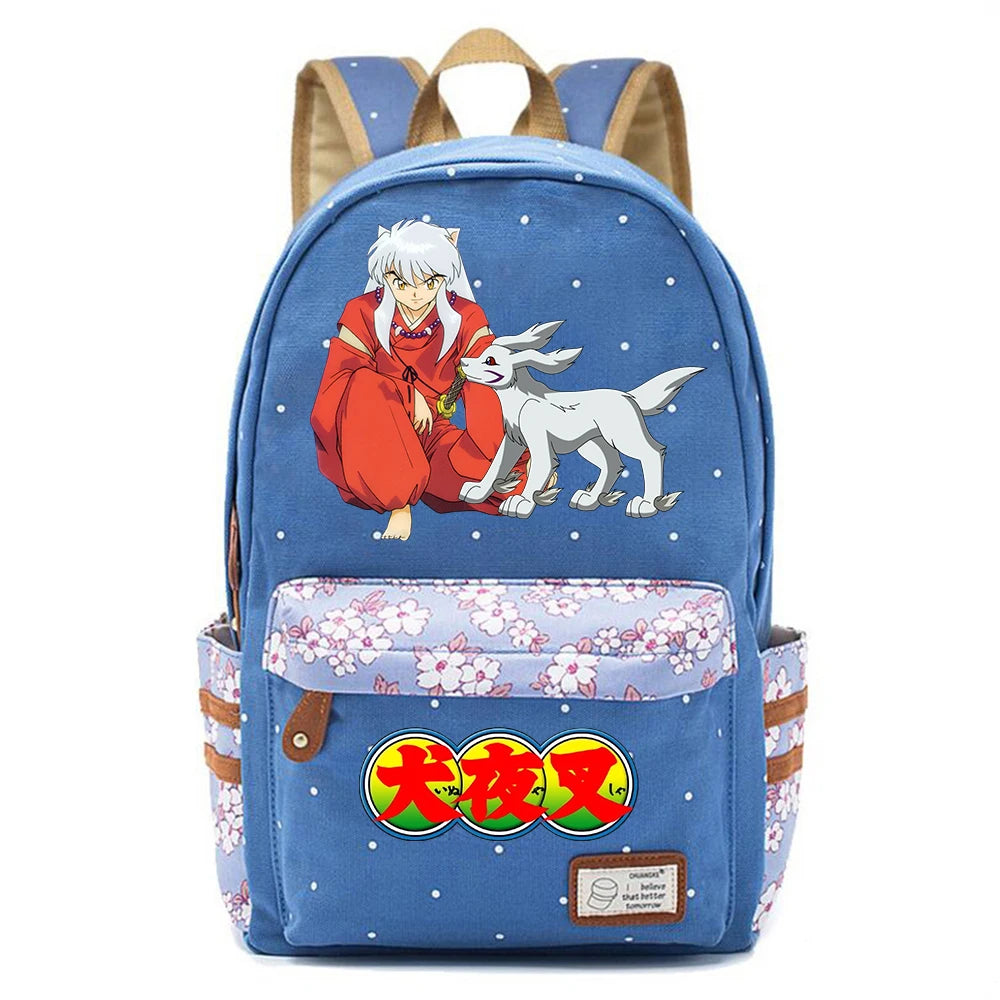 Inuyasha Teen Zipper Backpack Student Schoolbag Laptop Bag
