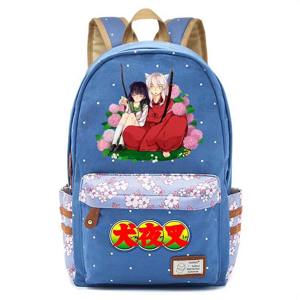 Inuyasha Teen Zipper Backpack Student Schoolbag Laptop Bag