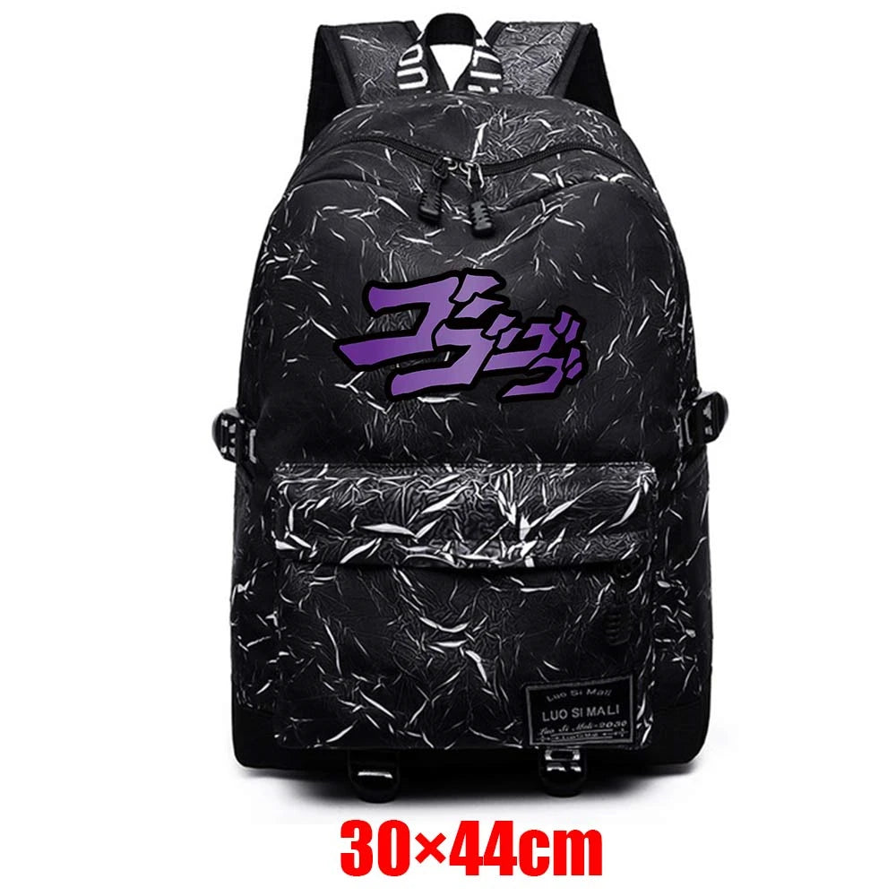 JOJO'S Bizarre Adventure Zipper Packsack Fabric Backpack Unisex Schoolbag