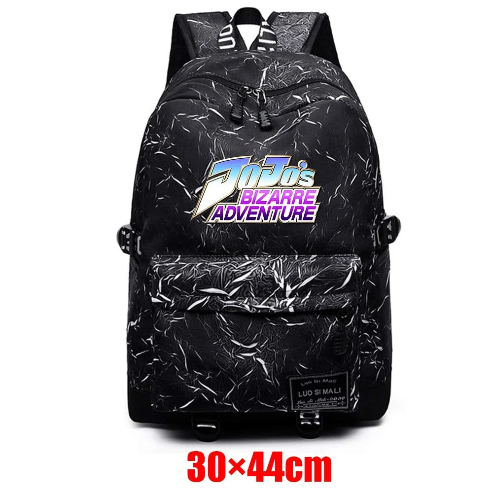 JOJO'S Bizarre Adventure Zipper Packsack Fabric Backpack Unisex Schoolbag