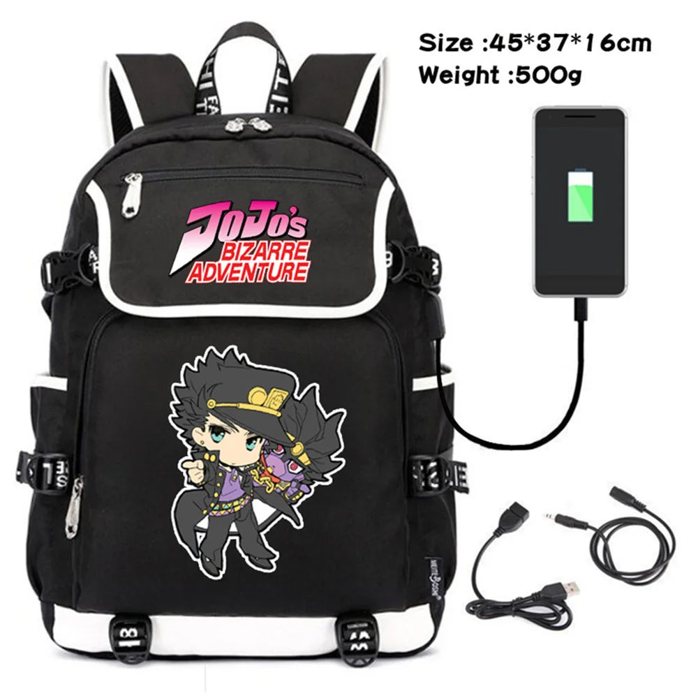 JoJo's Bizarre Adventure USB Charging Travel Laptop Bag Canvas