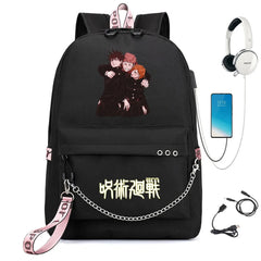 Jujutsu Kaisen Backpack USB Charging Headphone Student Schoolbag