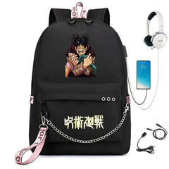 Jujutsu Kaisen Backpack USB Charging Headphone Student Schoolbag