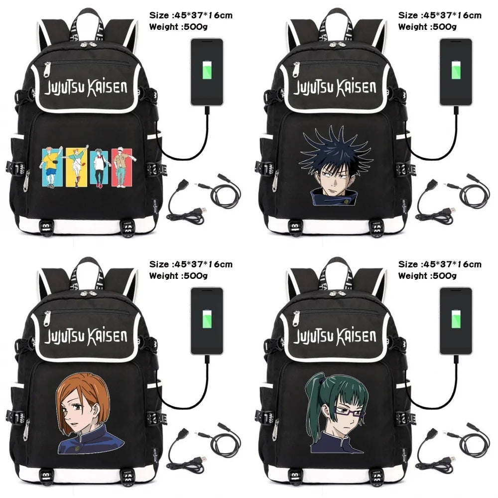 Jujutsu Kaisen Canvas Packsack USB Charging Teenagers Backpack
