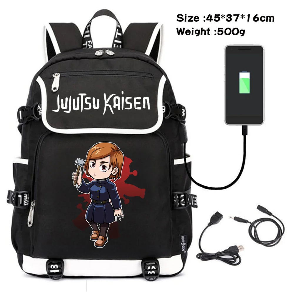 Jujutsu Kaisen Canvas Packsack USB Charging Teenagers Backpack