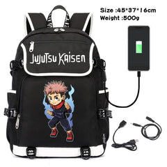 Jujutsu Kaisen Canvas Packsack USB Charging Teenagers Backpack