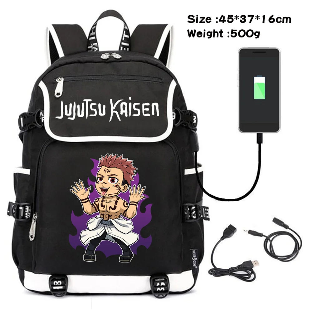 Jujutsu Kaisen Canvas Packsack USB Charging Teenagers Backpack