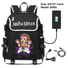 Jujutsu Kaisen Canvas Packsack USB Charging Teenagers Backpack