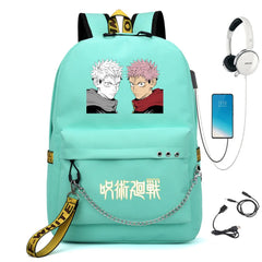 Jujutsu Kaisen Print Knapsack Schoolbag USB Travel Backpack