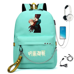 Jujutsu Kaisen Print Knapsack Schoolbag USB Travel Backpack