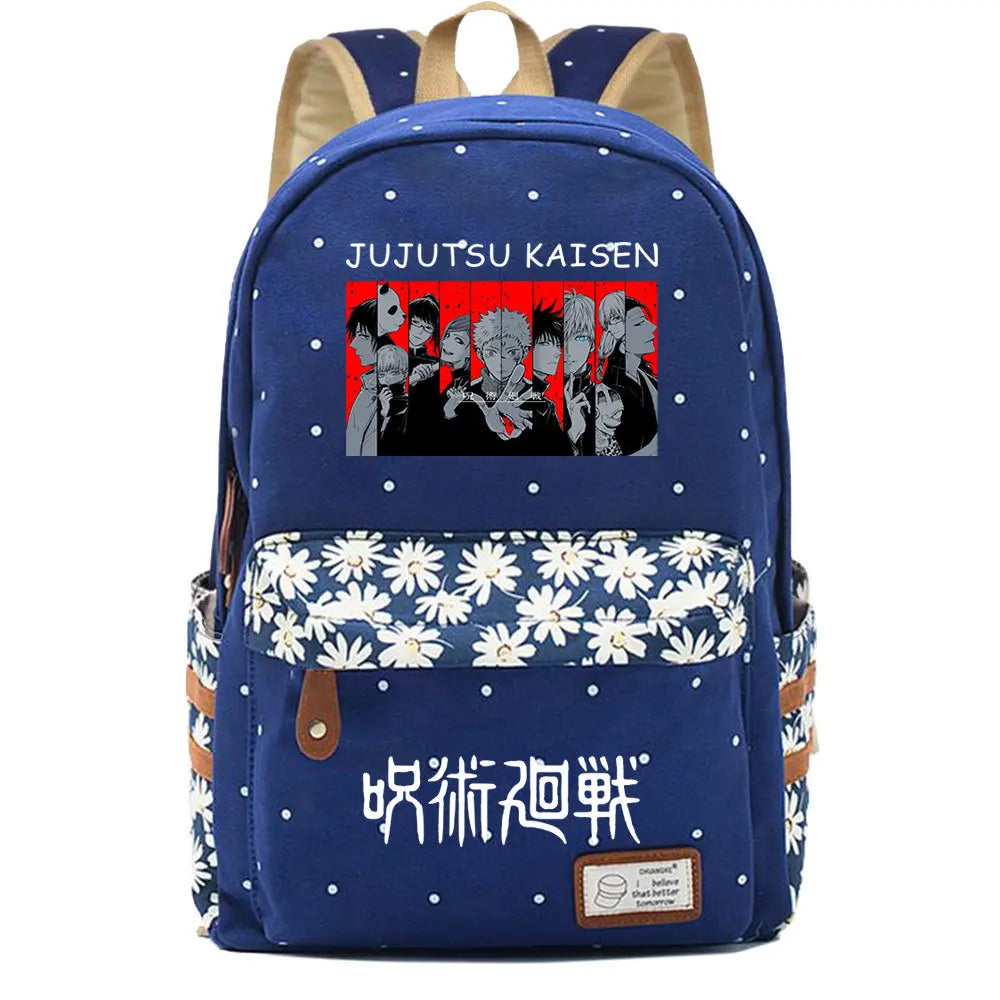 Jujutsu Kaisen Zip Backpack Canvas Schoolbag Travel Laptop Bag