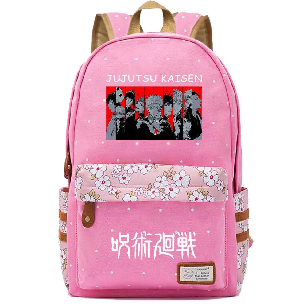 Jujutsu Kaisen Zipper Backpack Student Schoolbag Canvas Packsack