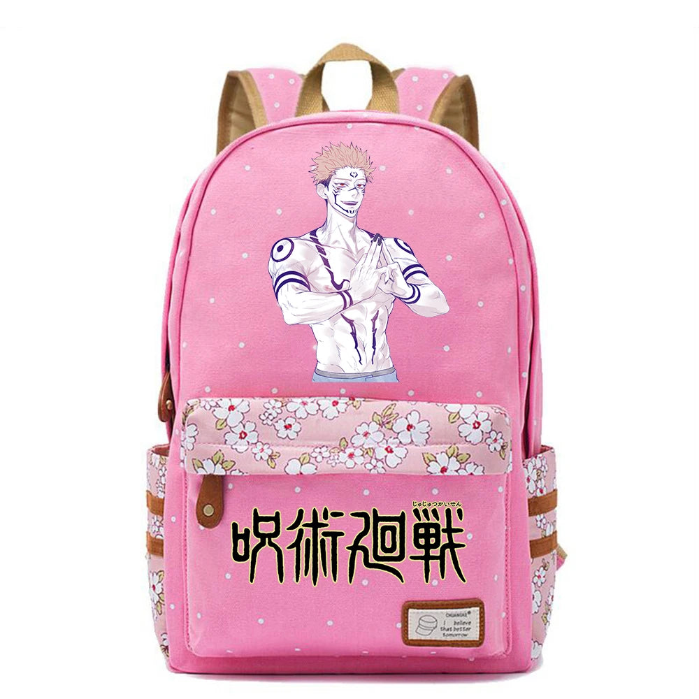 Jujutsu Kaisen Zipper Backpack Student Schoolbag Canvas Packsack
