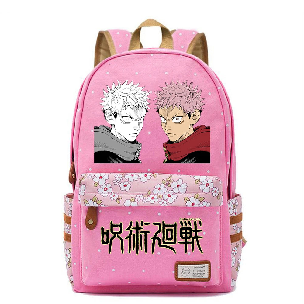 Jujutsu Kaisen Zipper Backpack Student Schoolbag Canvas Packsack