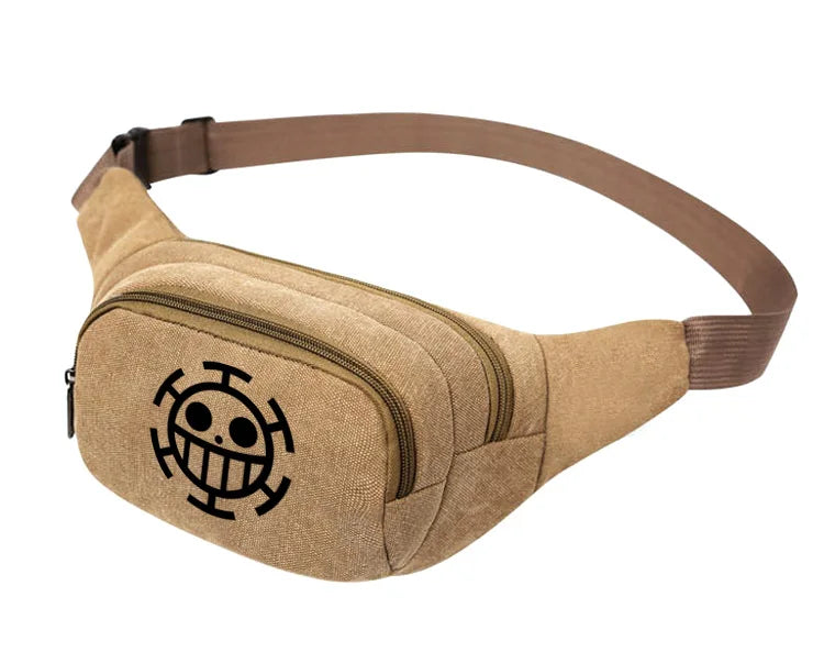 Anime Law Skull Canvas Waist Pack Bag Pouch Belt Travel Hip Casual Fanny Bag