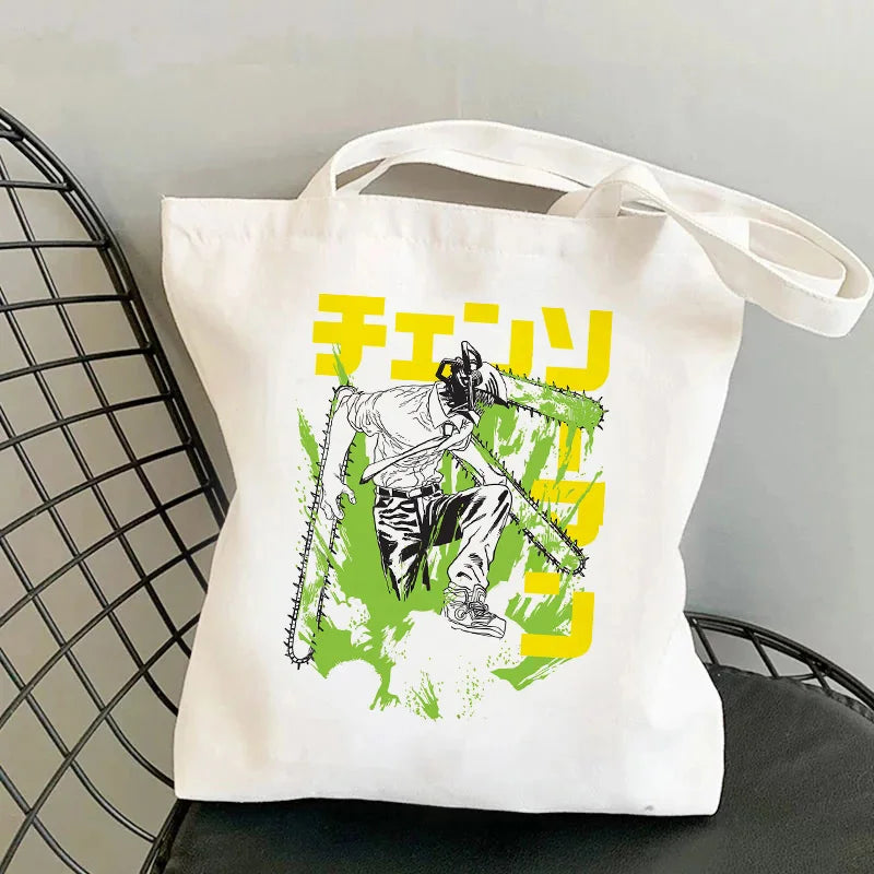 Chainsaw Man Tote Bag Canvas Shoulder Eco Hip Hop Shopping Women