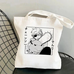 Chainsaw Man Tote Bag Canvas Shoulder Eco Hip Hop Shopping Women