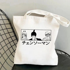 Chainsaw Man Tote Bag Canvas Shoulder Eco Hip Hop Shopping Women