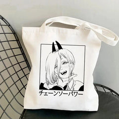 Chainsaw Man Tote Bag Canvas Shoulder Eco Hip Hop Shopping Women