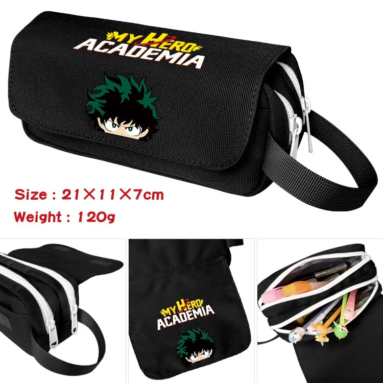 Anime My Hero Academia Deku Shoto Pencil Case Double Zipper School Bags