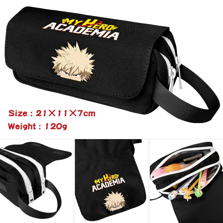 Anime My Hero Academia Deku Shoto Pencil Case Double Zipper School Bags