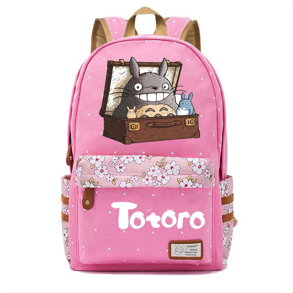 Totoro Canvas Backpack Casual Schoolbag Teenger Packsack Mochila