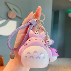 Totoro Cartoon Keychain Lanyard Cat Totoro Ball Pendant Key Rings